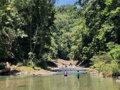 Darien jungle river with guide and guest