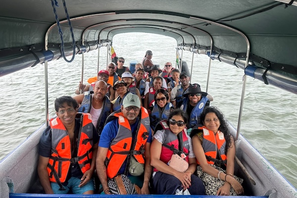 Guests on boat transportation during a San Blas day tour