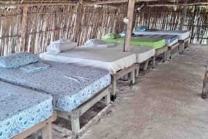 Beds in a shared cabin on Isla Aroma, San Blas