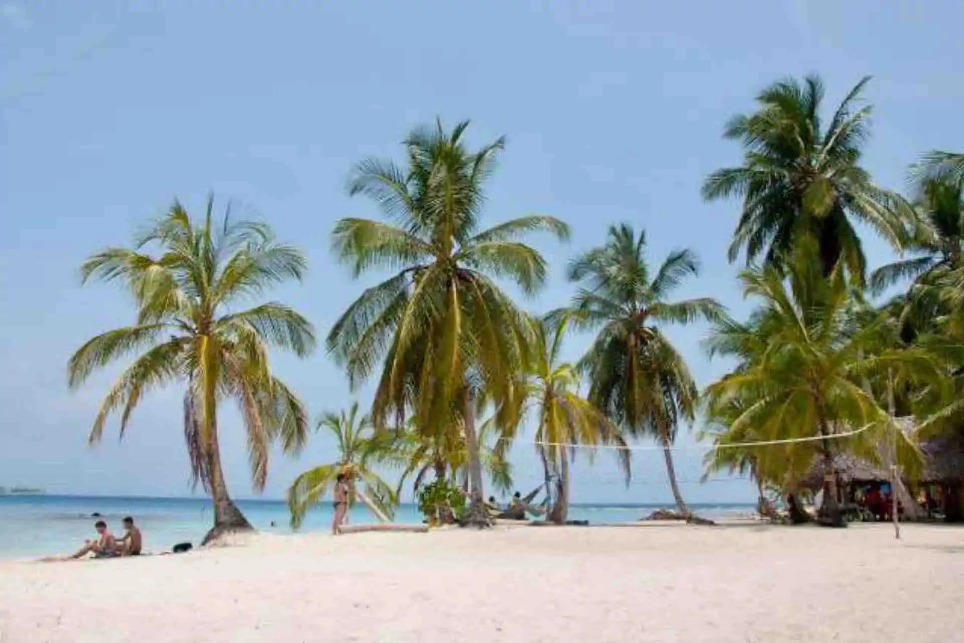 San Blas Isla Diablo island white sand beach palm trees