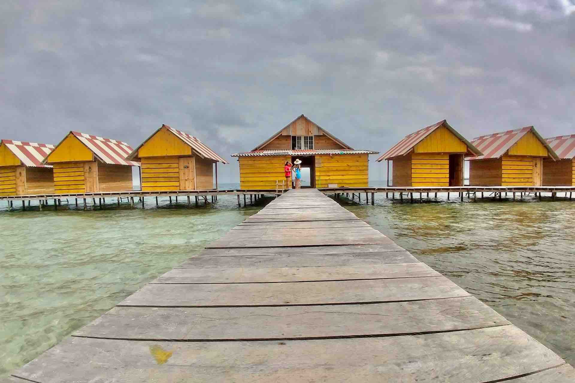 San Blas Wailidup island Over Water Cabins view from dock
