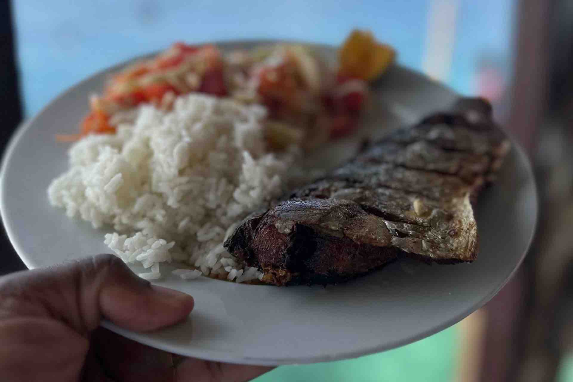 San Blas cabins, narasgandup over water lunch seafood fish meal