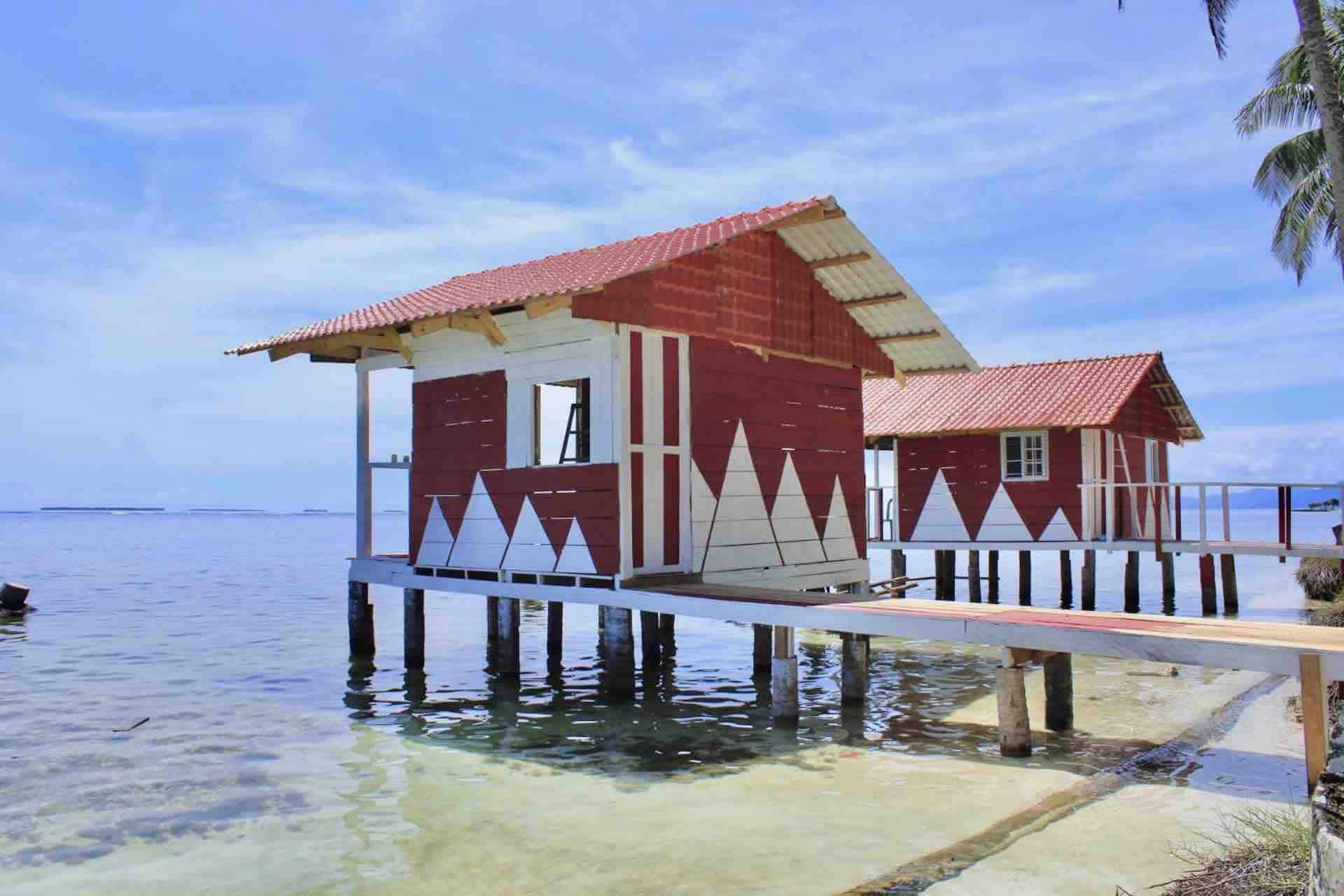 San Blas island Over water cabin Yansailadup with wood path