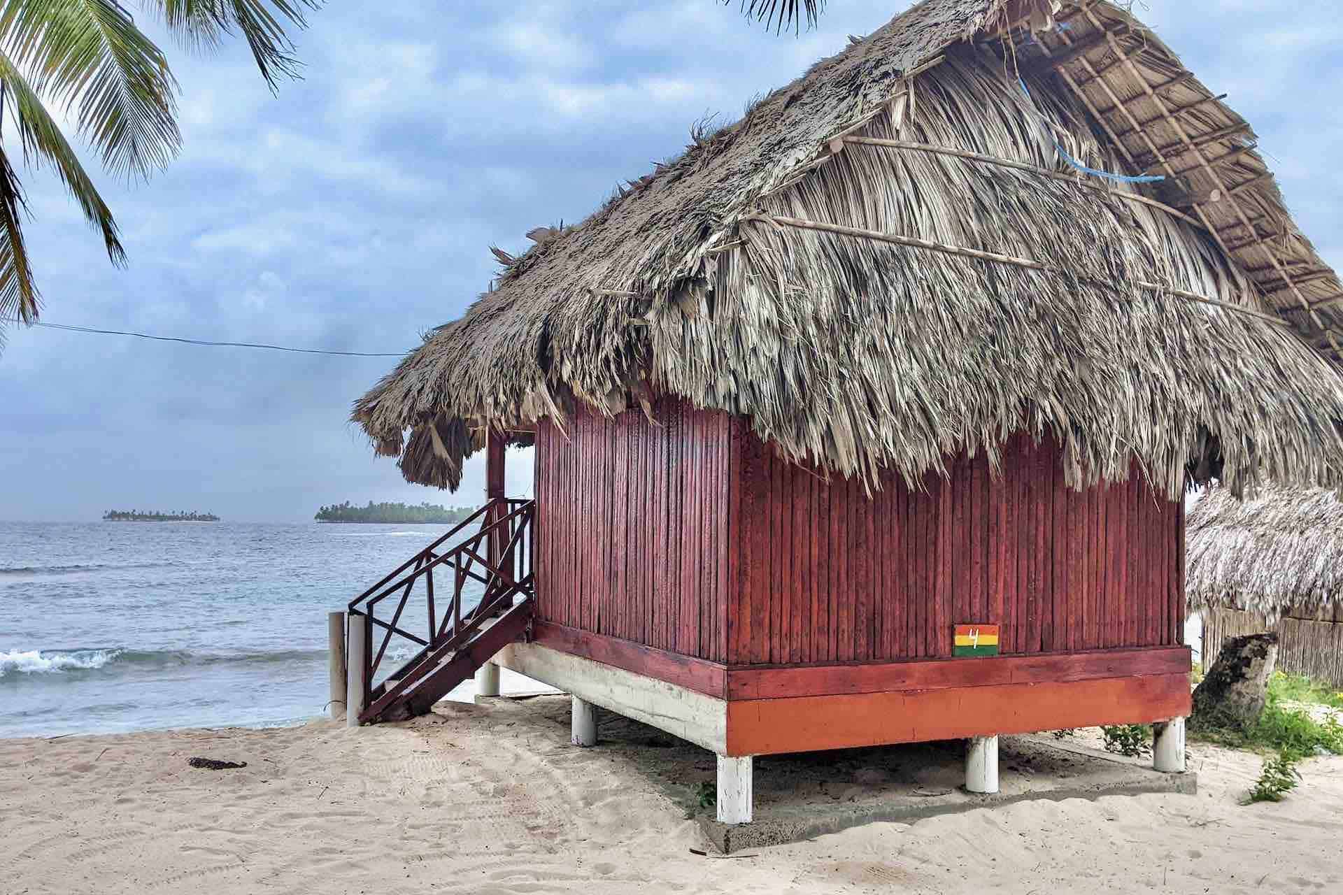 Tuba Senika San Blas oceanfront cabin from behind