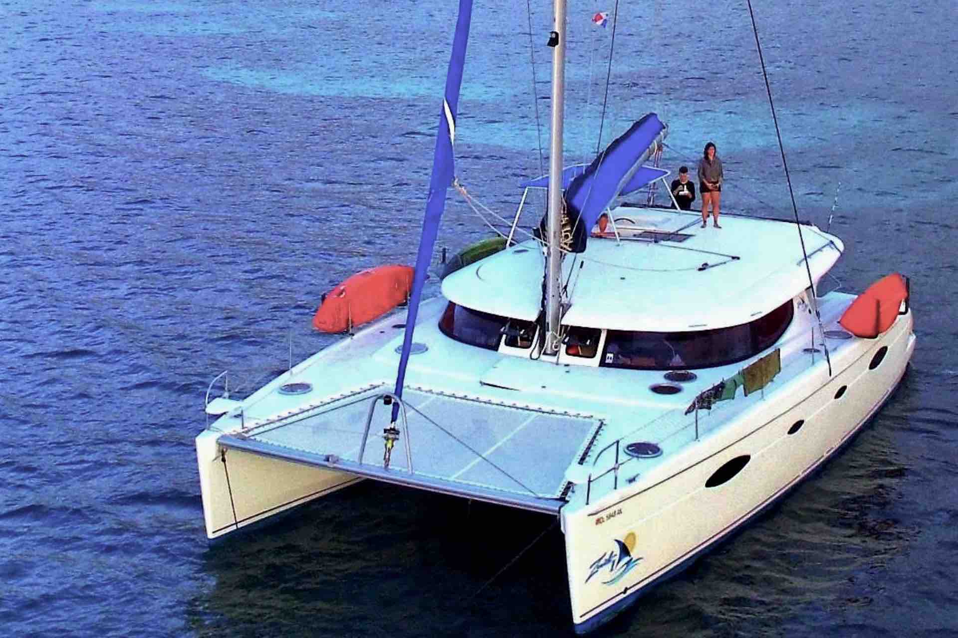 zenith catamaran drone view from front
