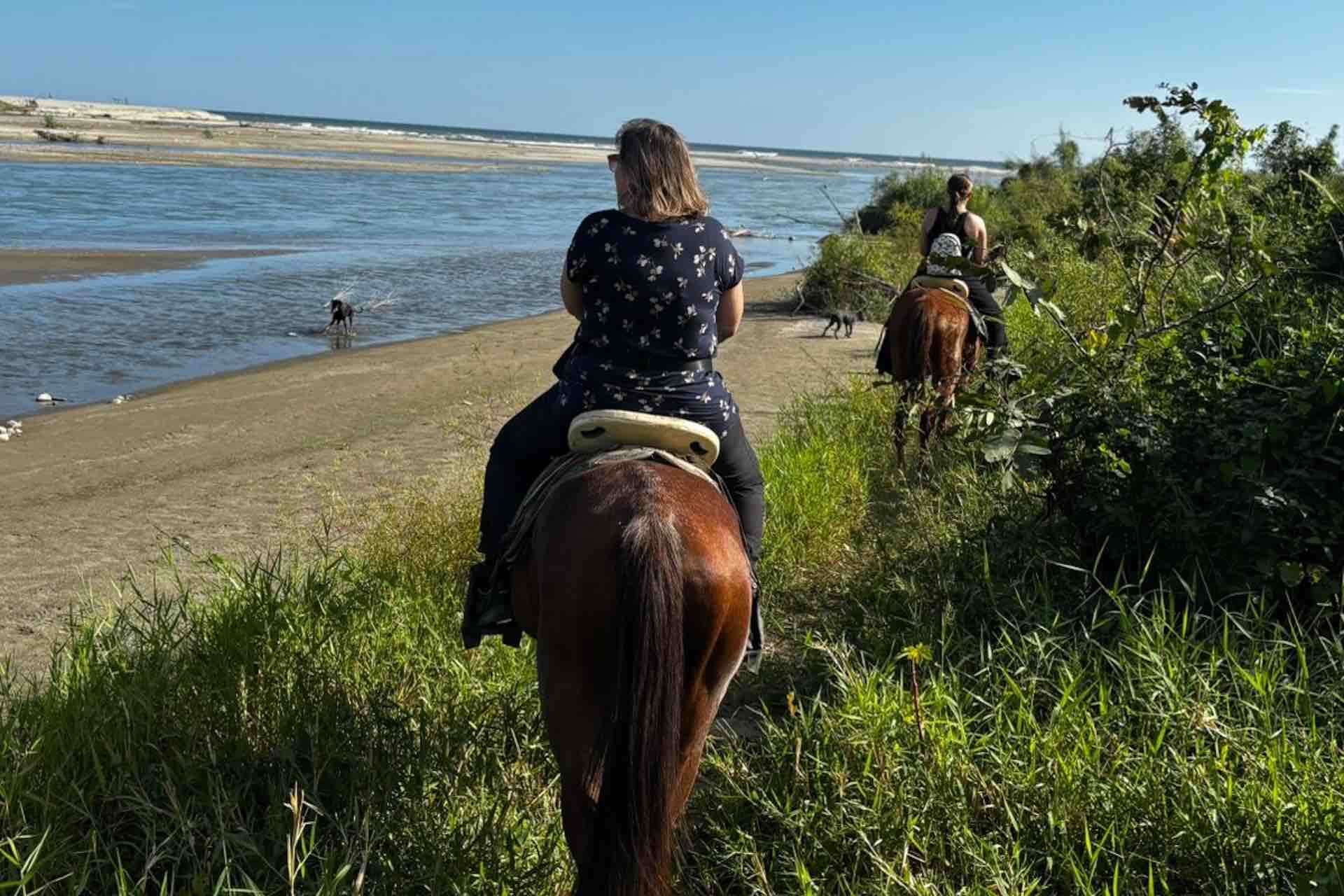 Beach Horseback Riding Huatulco tour along lagoon