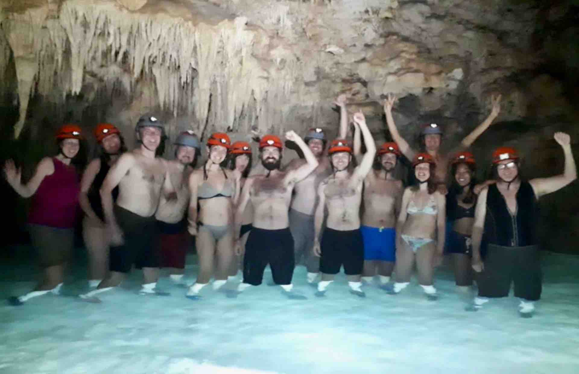 Mexico Cenote Riviera Maya tour group photo