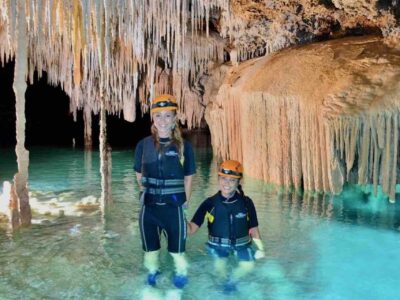 Playa del carmen tulum cenote tour guests in cave