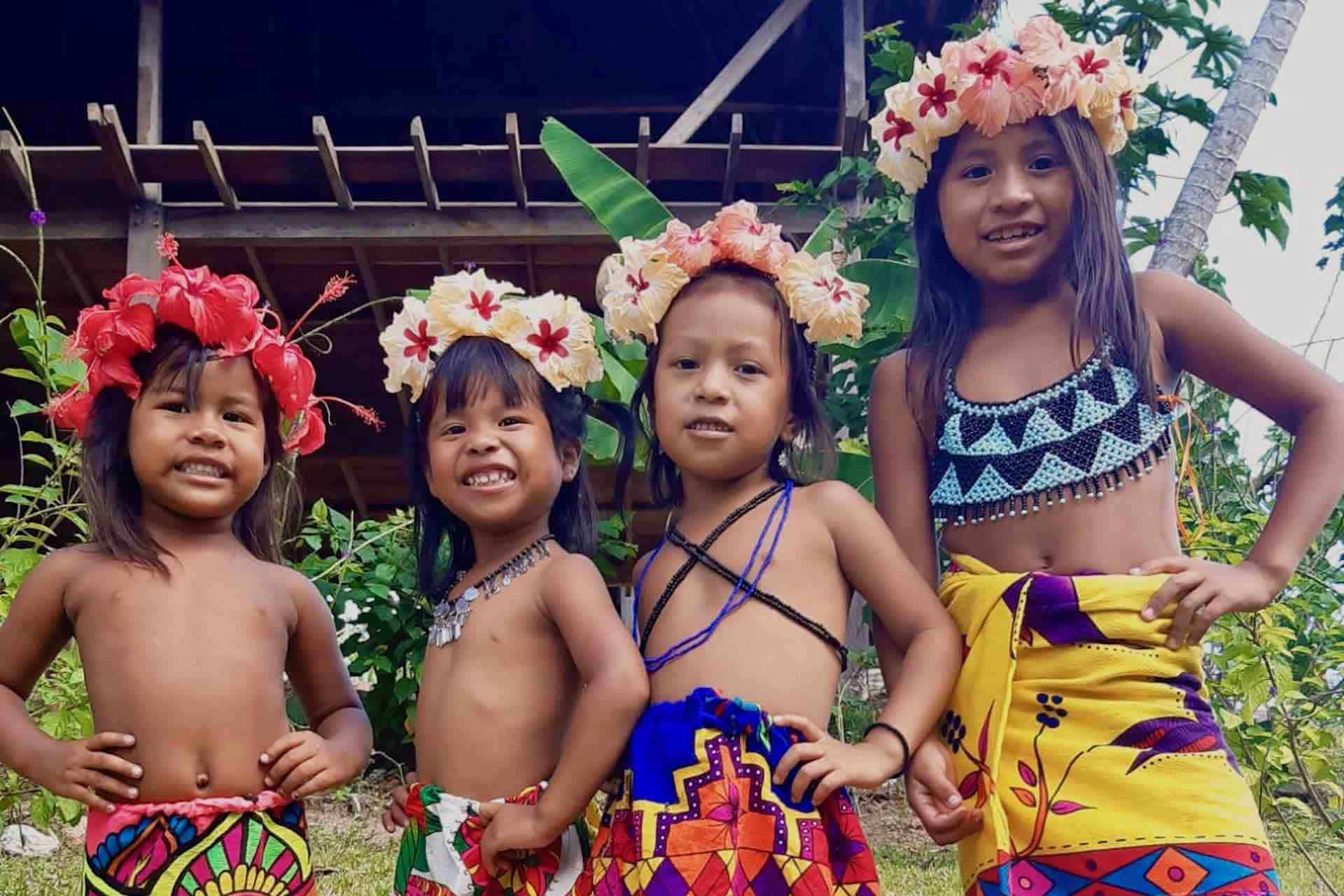 Embera Indian Village tour smiling girls
