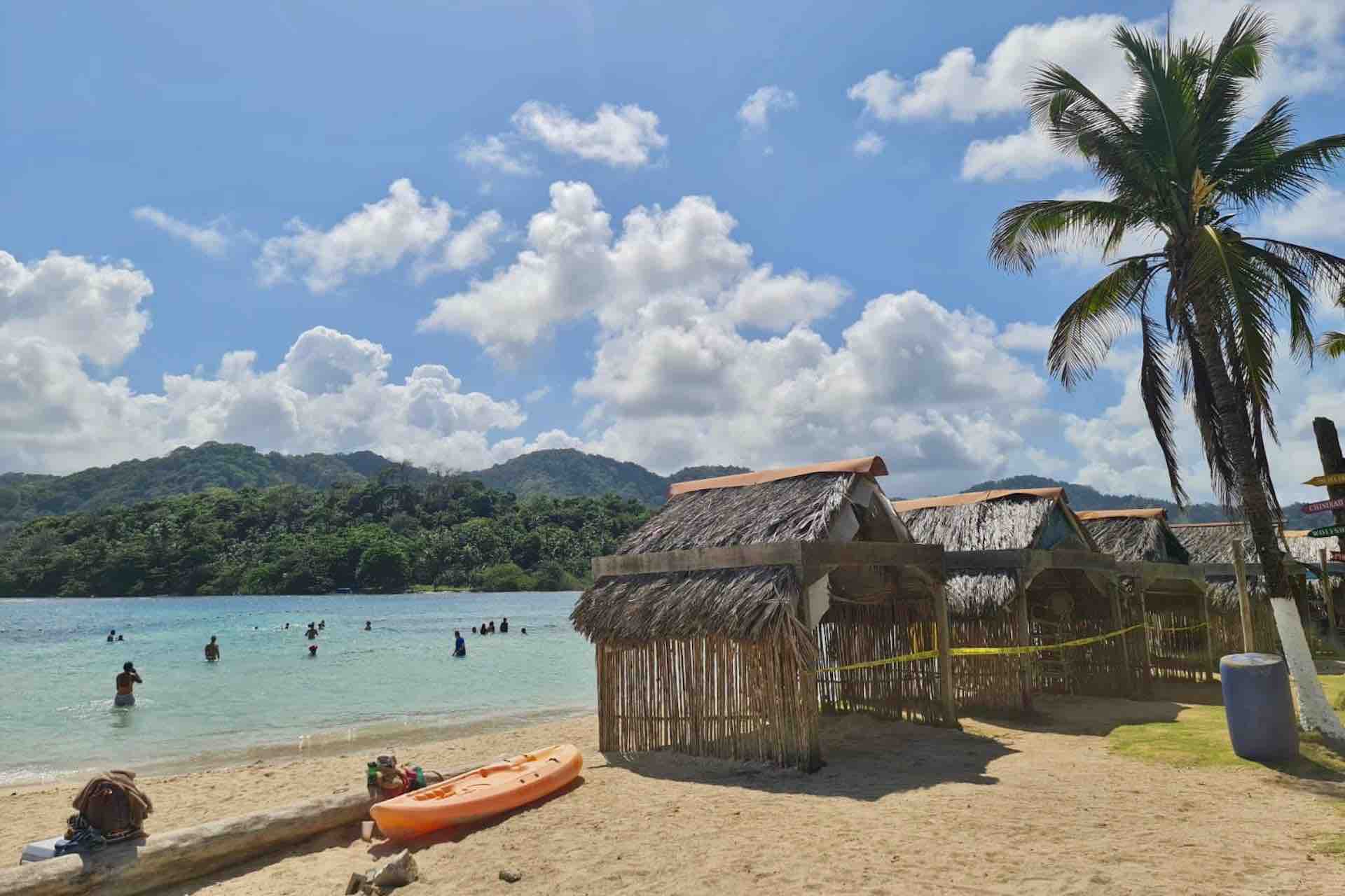Panama Isla Mamey Caribbean Coast beach with huts 1