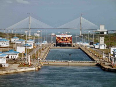 Panama Canal Miraflores locks with ship during Panama City tour panama vacation packages