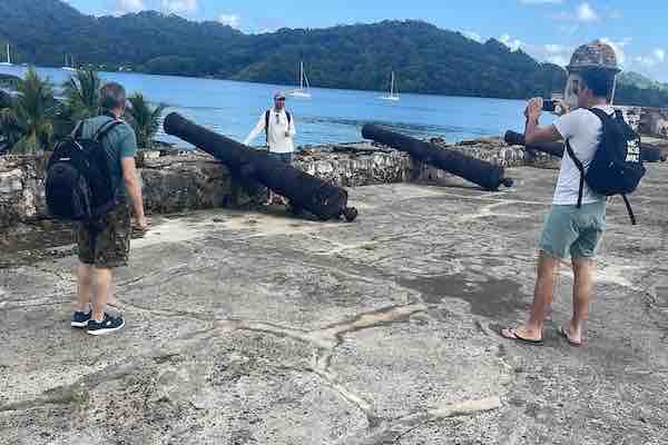 Cruise guests visiting historic Portobelo Fort near Colon Panama