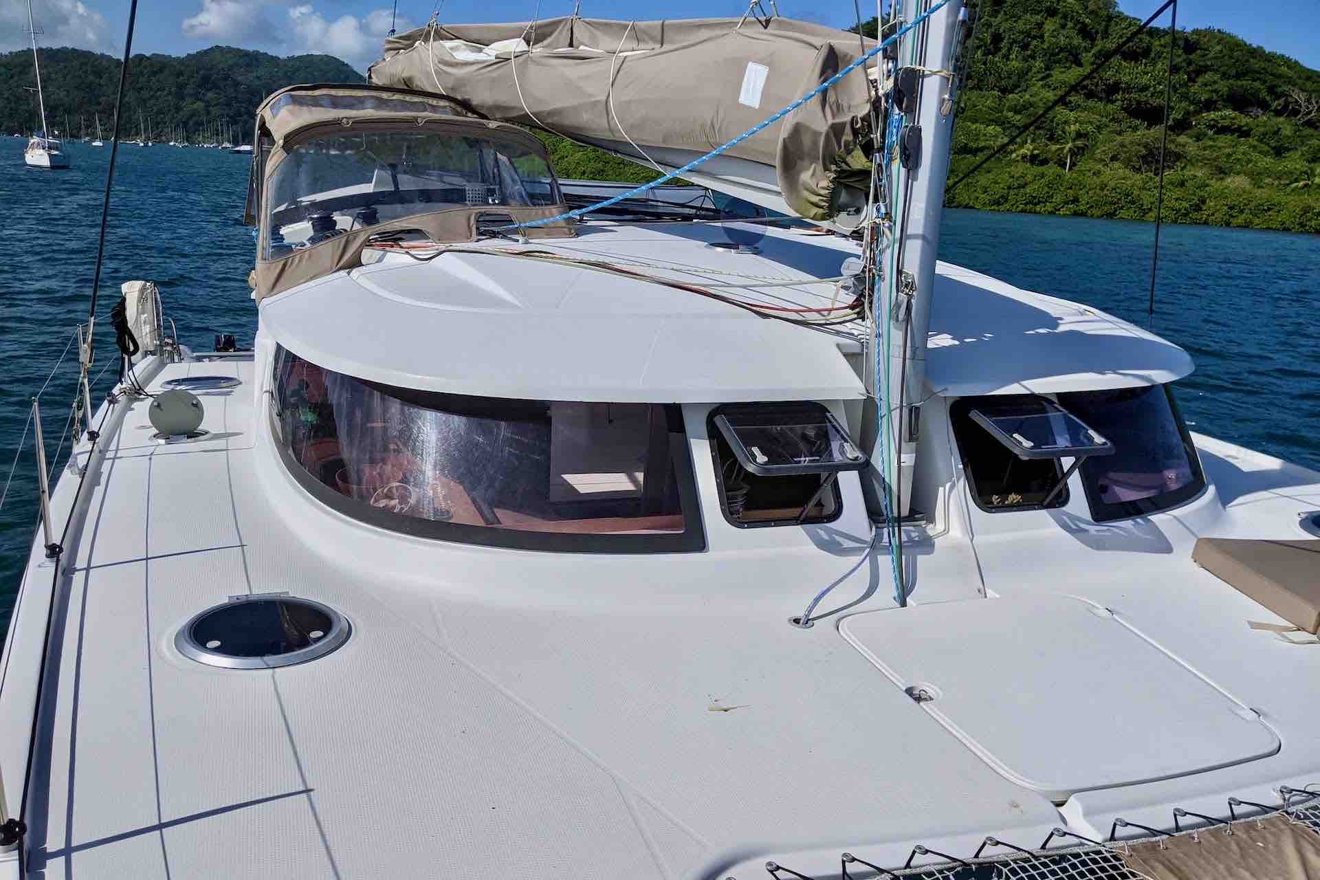Atila catamaran front deck