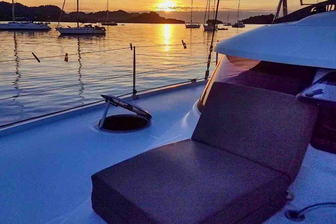 Atila catamaran sunset view from deck