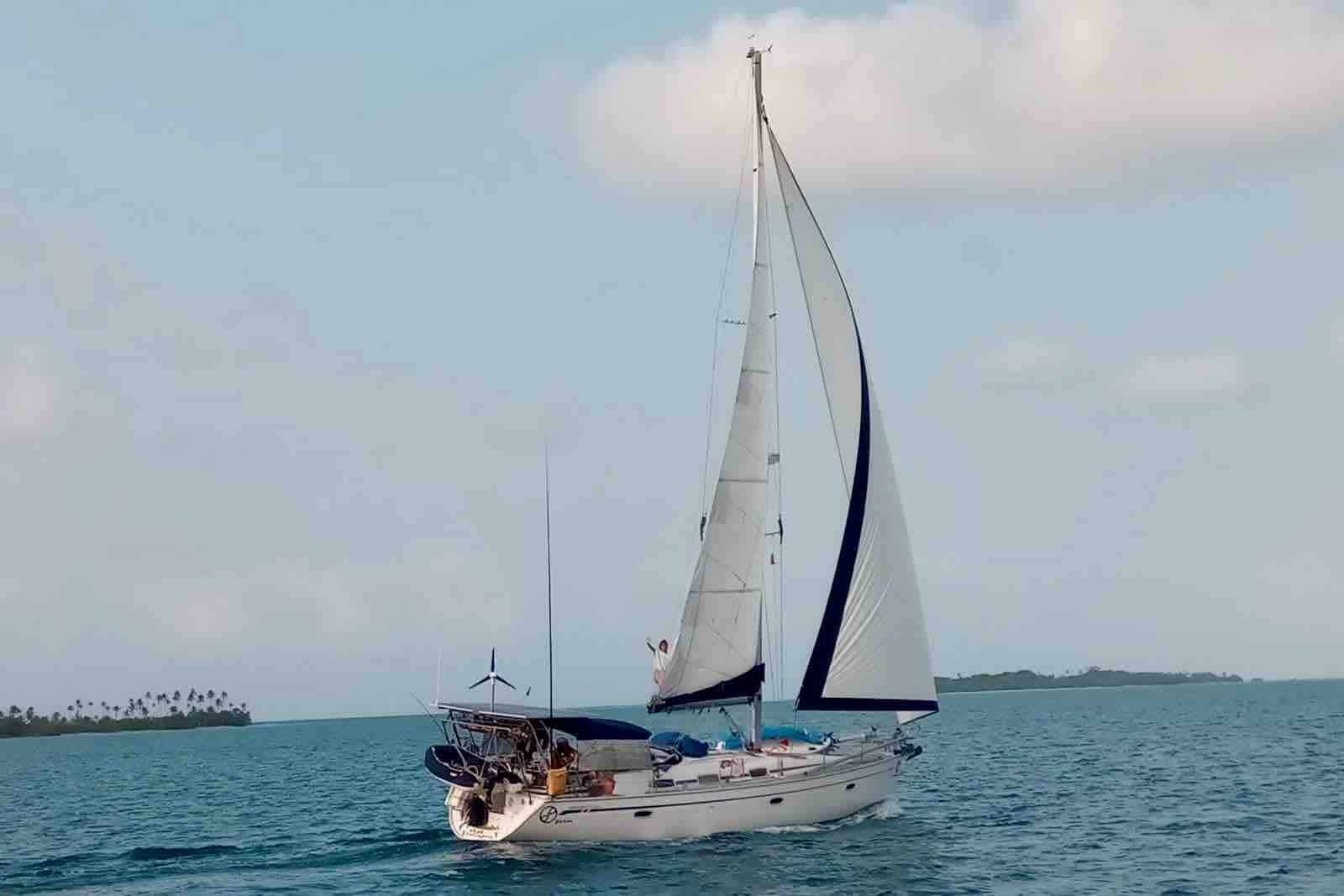 Sailing Ferm sailboat sailing with sails