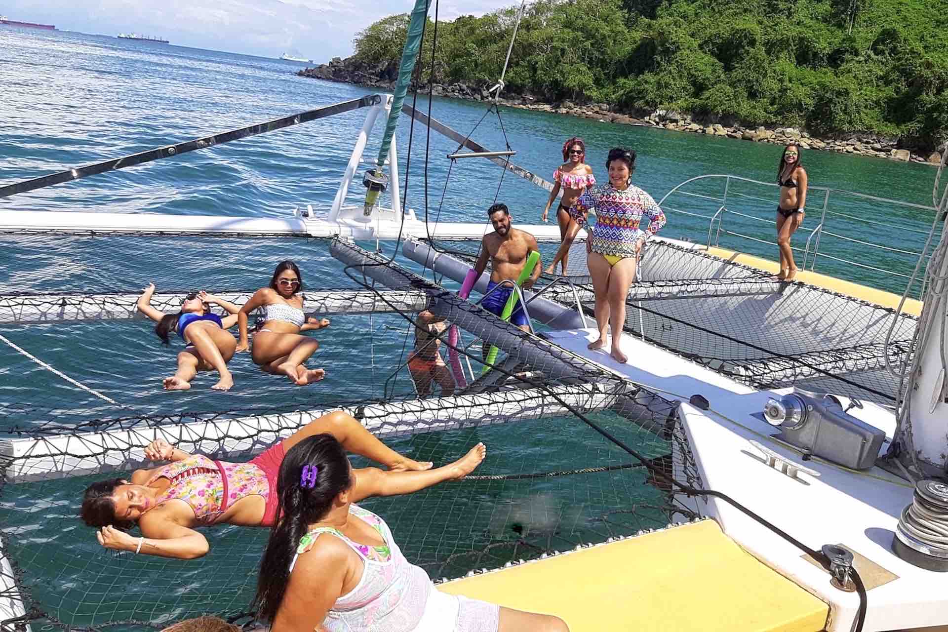 Manga Taboga island sailboat charter guests net hammock