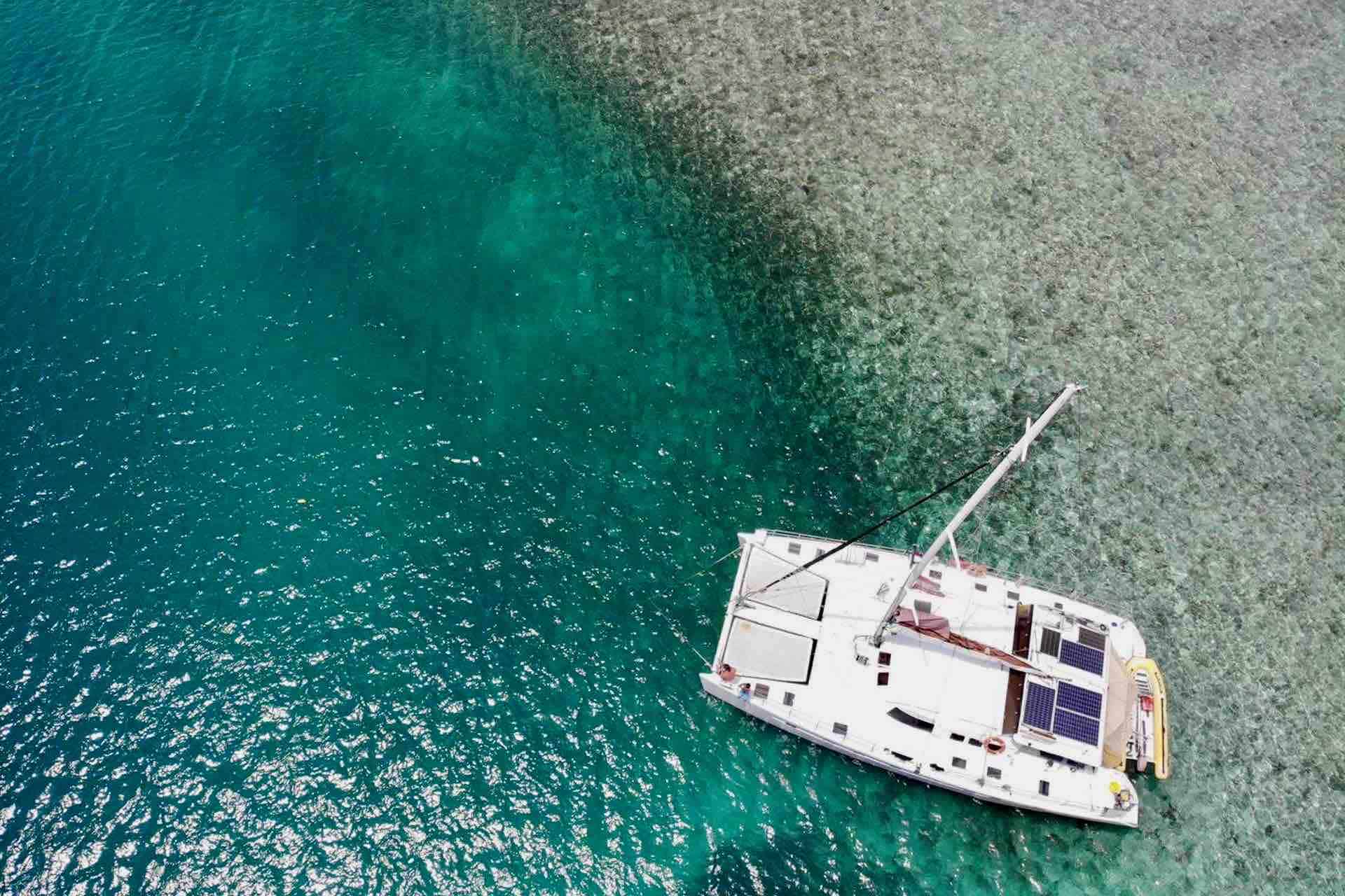 Taboga island tour Panama private sailboat tour aerial view of boat