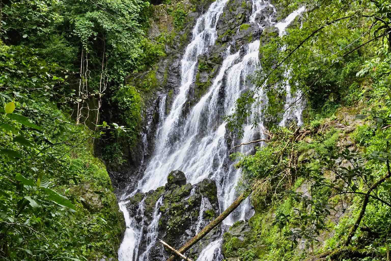Chorro El Macho Waterfall – El Valle de Anton Panama El Chorro Macho waterfall flowing over rocks surrounded by forest