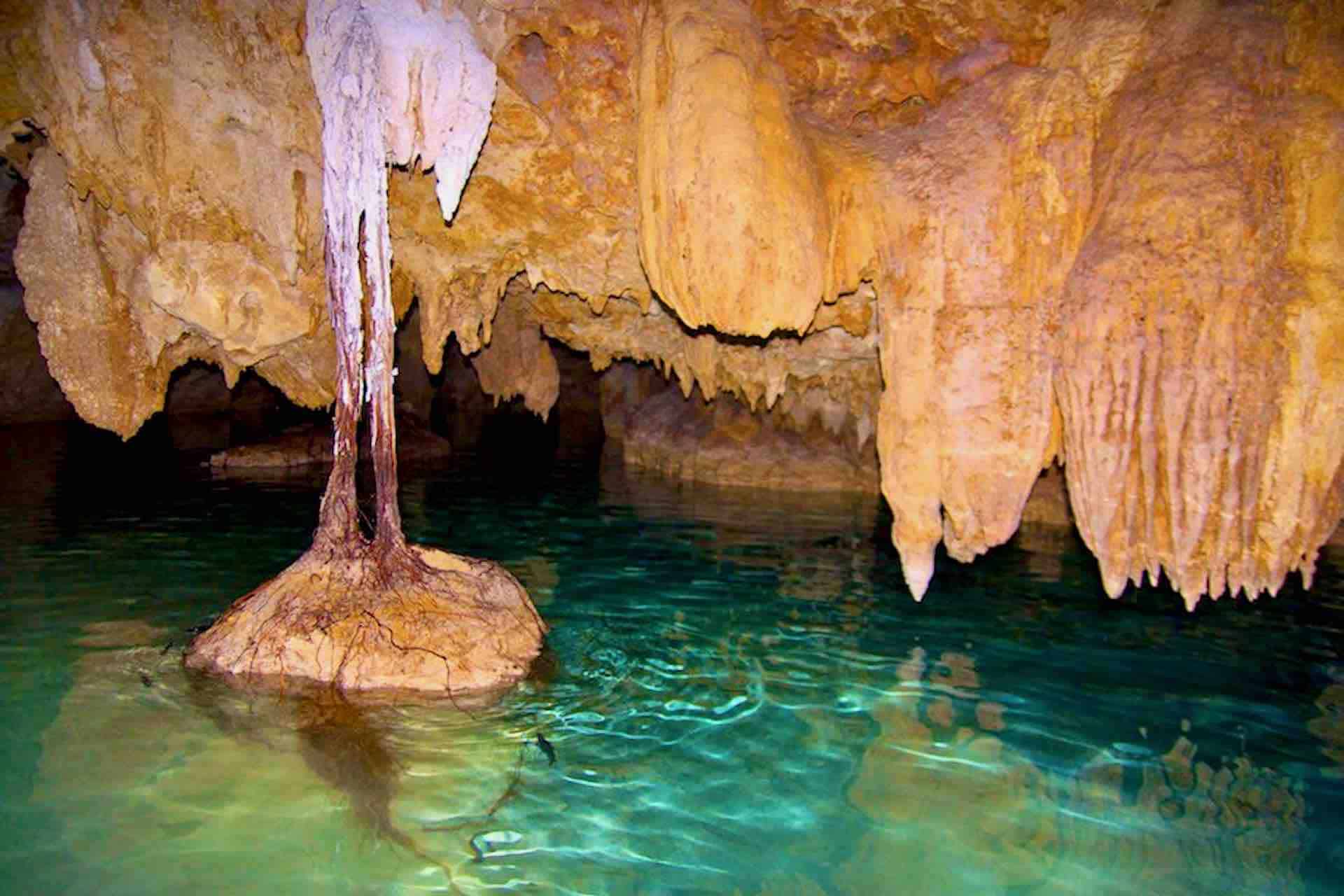 Cenote Riviera Maya sink hole jungle Mexico cave system stalactite