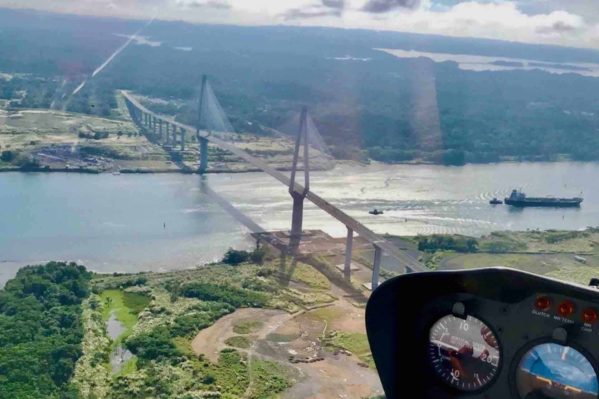 Panama Helicopter tour view of bridge of Americas