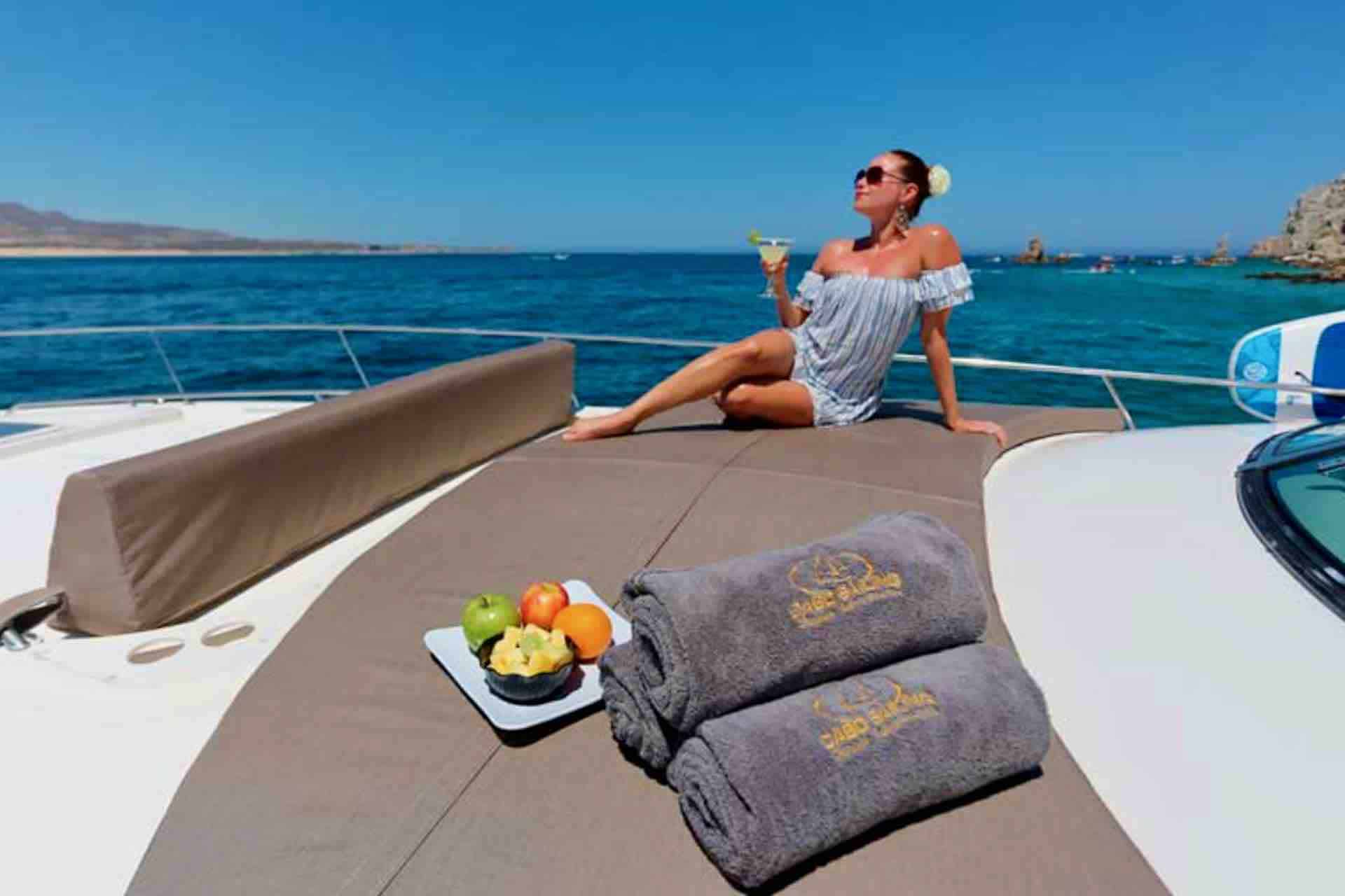 Cabo San Lucas boat tour sea ray cruise lounge