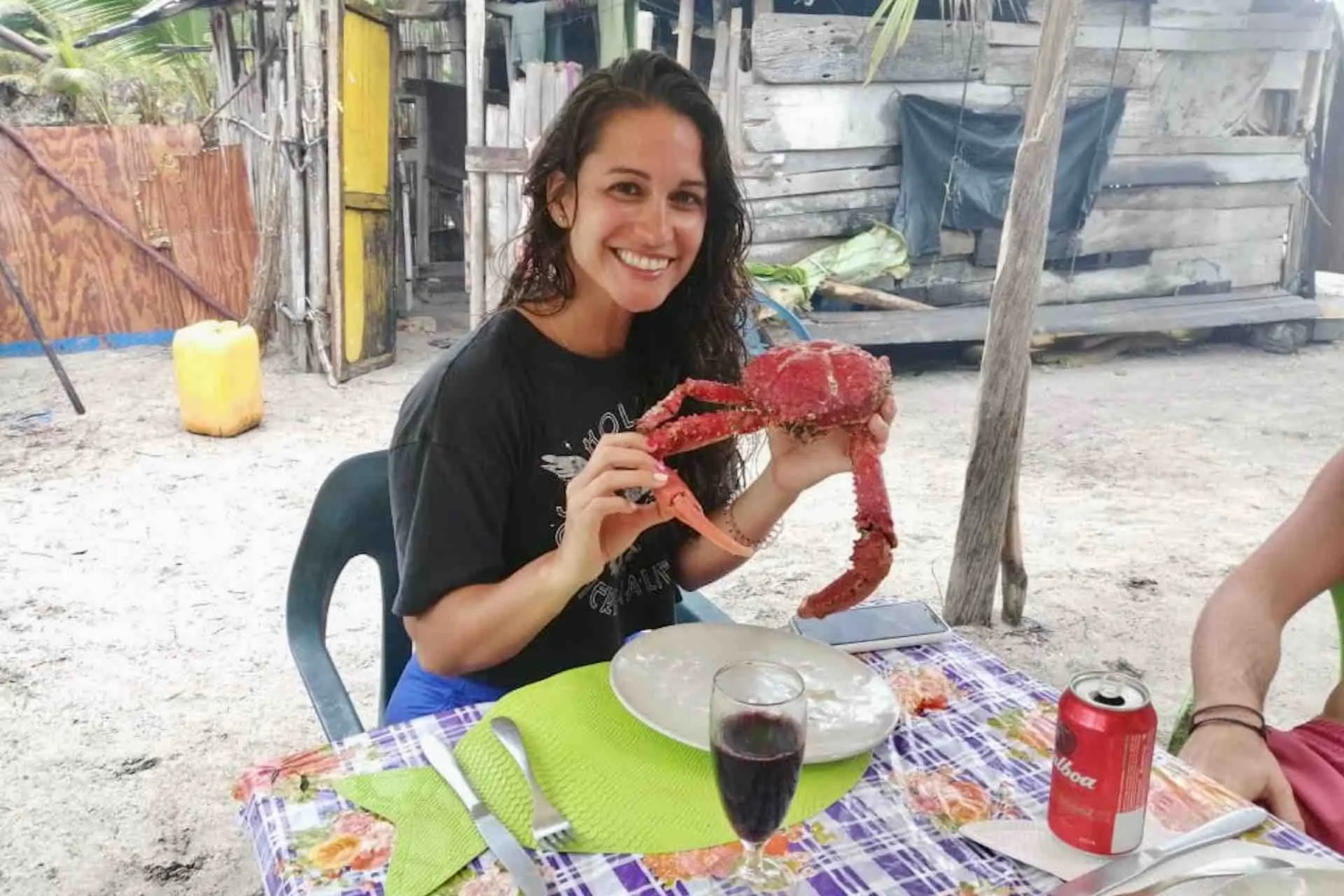 woman holding lobster