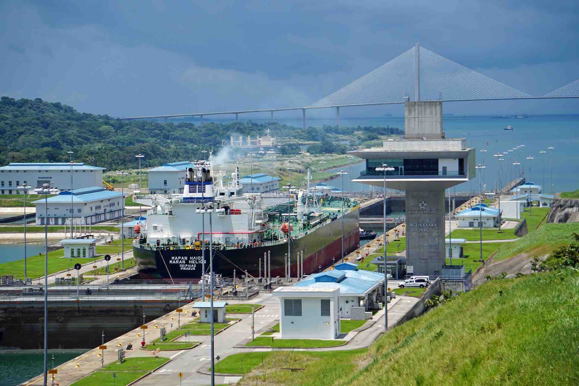 Panama Canal Jungle tour Aguas Claras Panama Canal ship with bridge