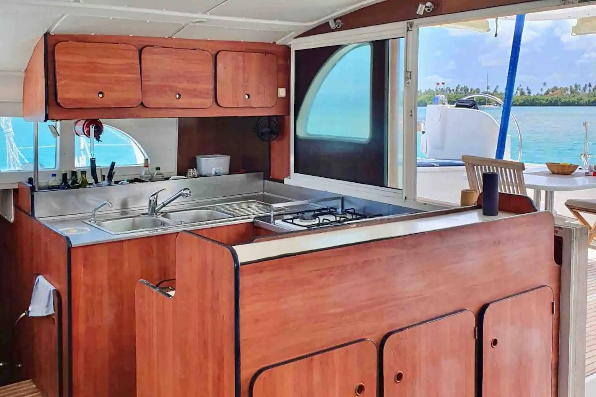 Faro San Blas catamaran charter kitchen