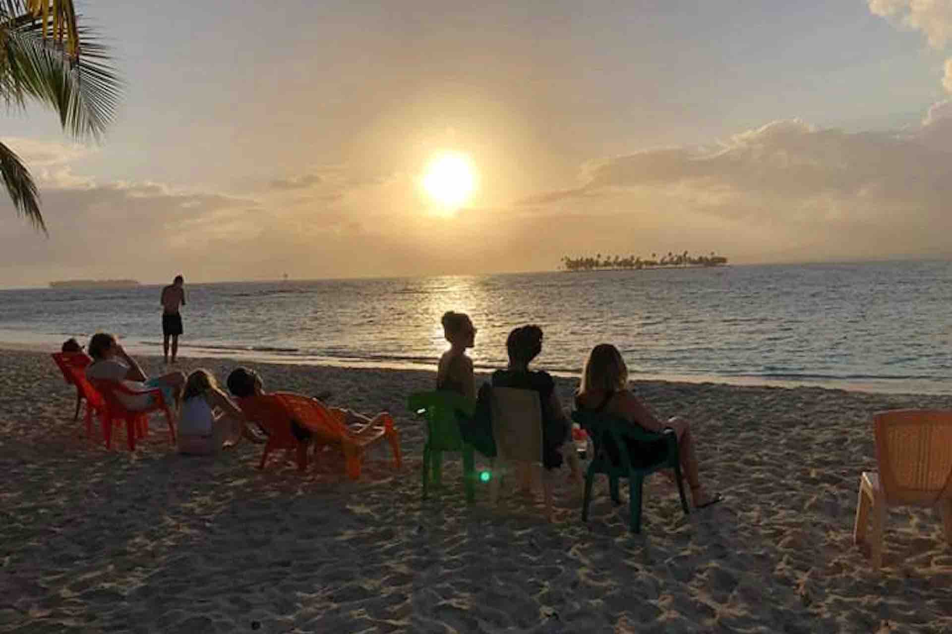 Isla Eneida San Blas guests enjoying sunset