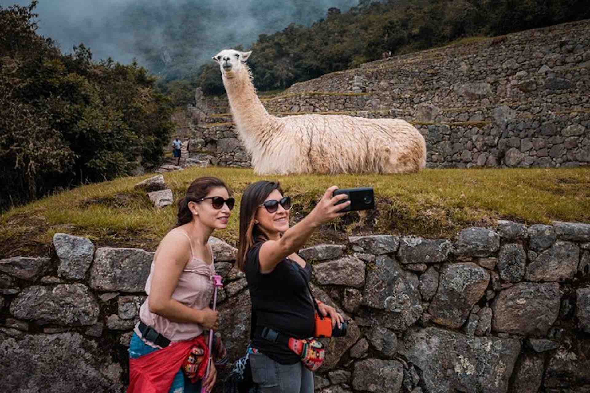 Machu Picchu guests taking selfie