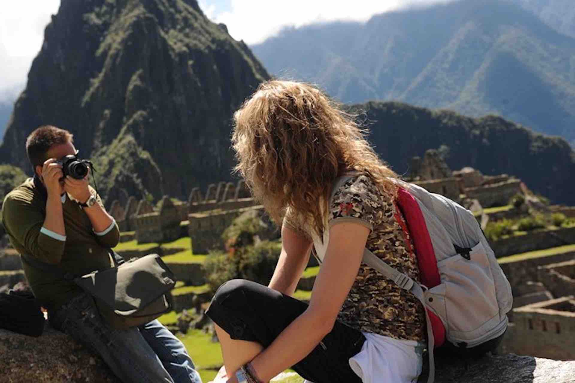 Machu Picchu photographer and girl