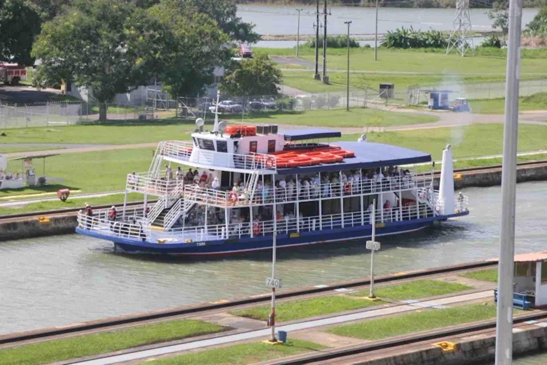 Tuira II Panama Canal Cruise transit boat in canal lock