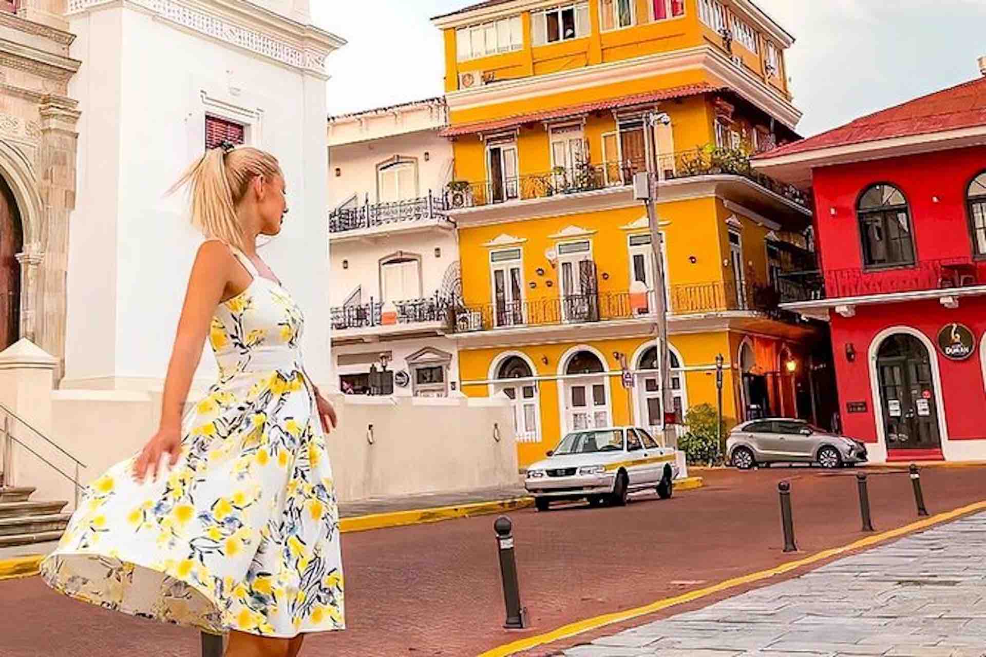 Panama Casco Viejo Walking Tour woman in dress panama vacation packages