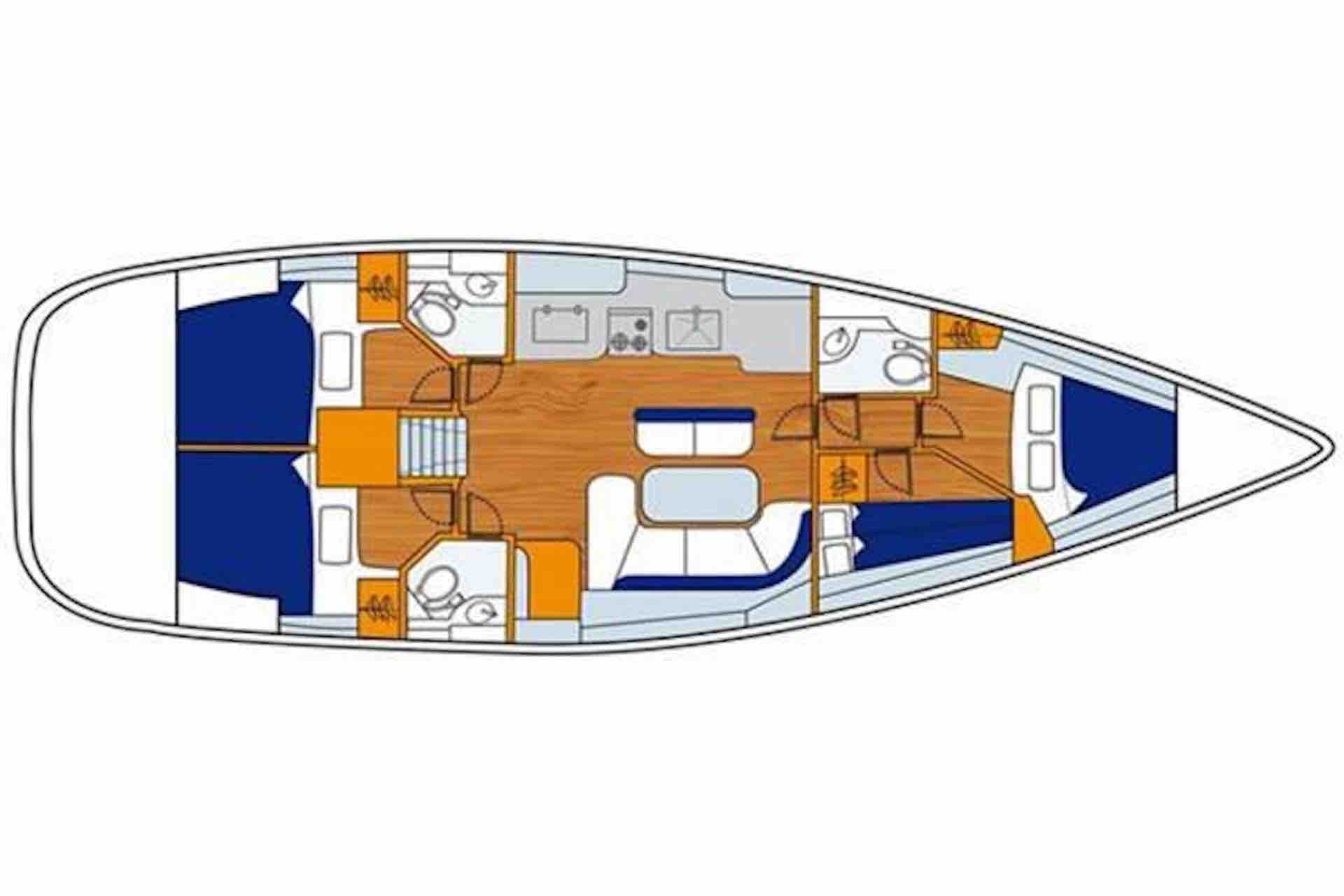 San Blas sailing charter sailboat layout