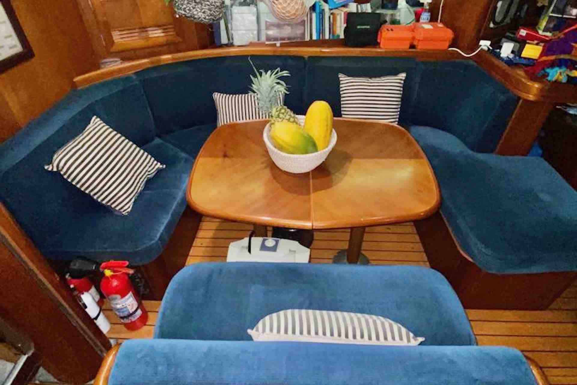 San Blas sailing charter sailboat living room