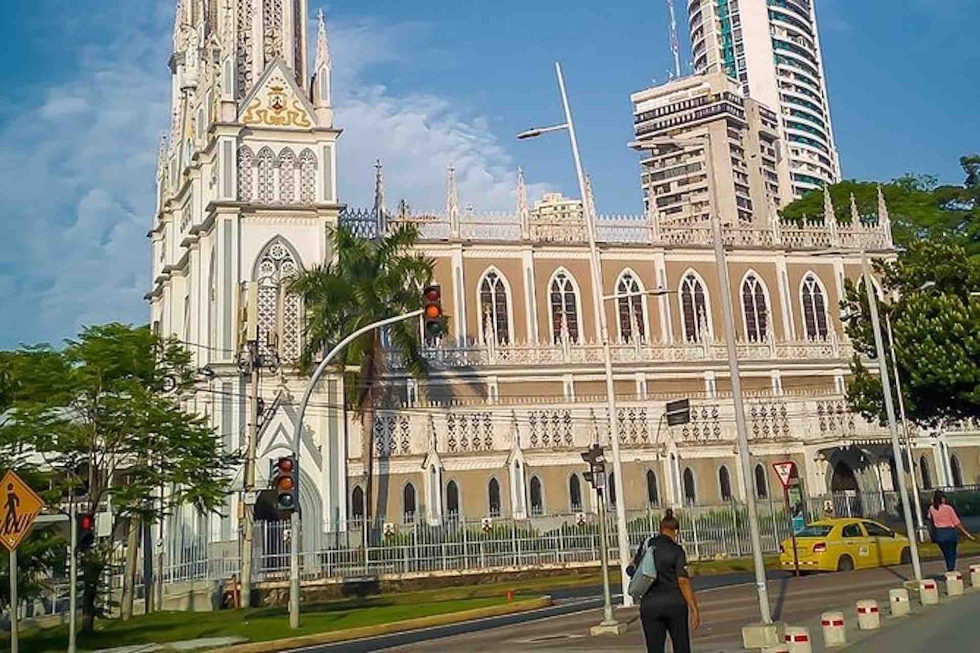 Casco Viejo Walking Tour – Historic Church Architecture Historic church exterior in Panama City's old town during a Casco Viejo walking tour