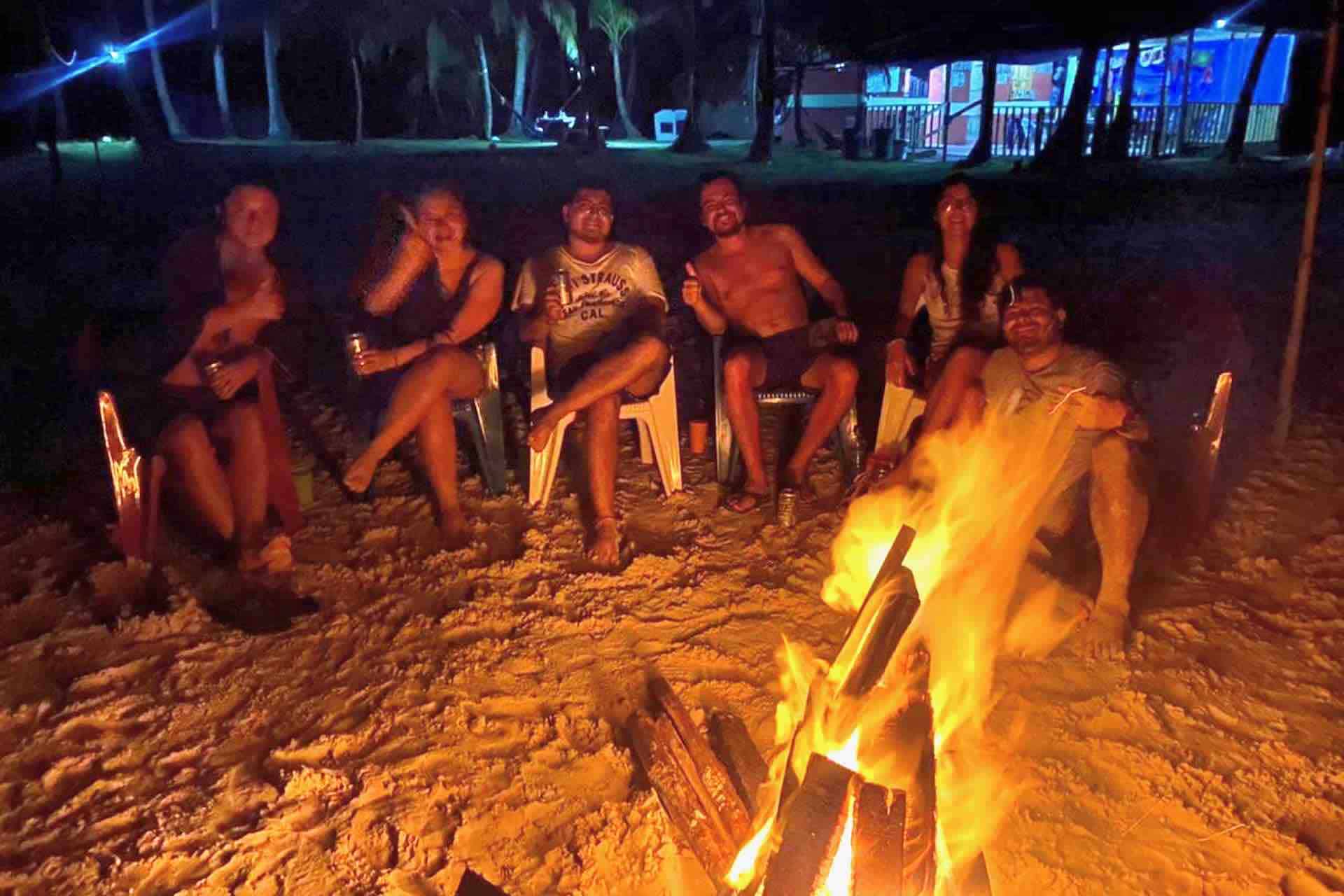 Isla Pelicano San Blas evening time with bonfire