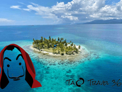 San Blas money heist island tour aerial view