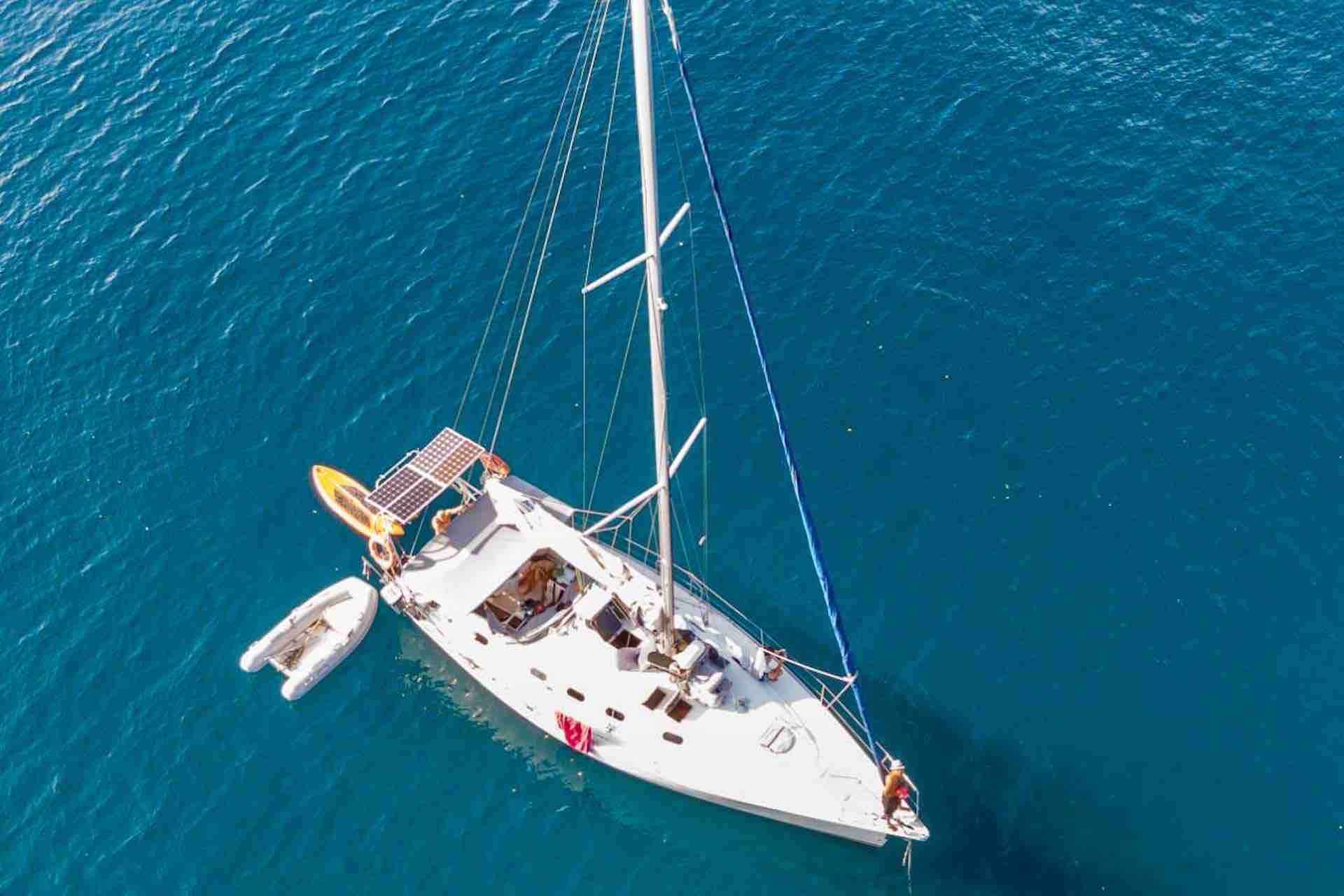 San Blas sailing charter sailboat aerial view 2