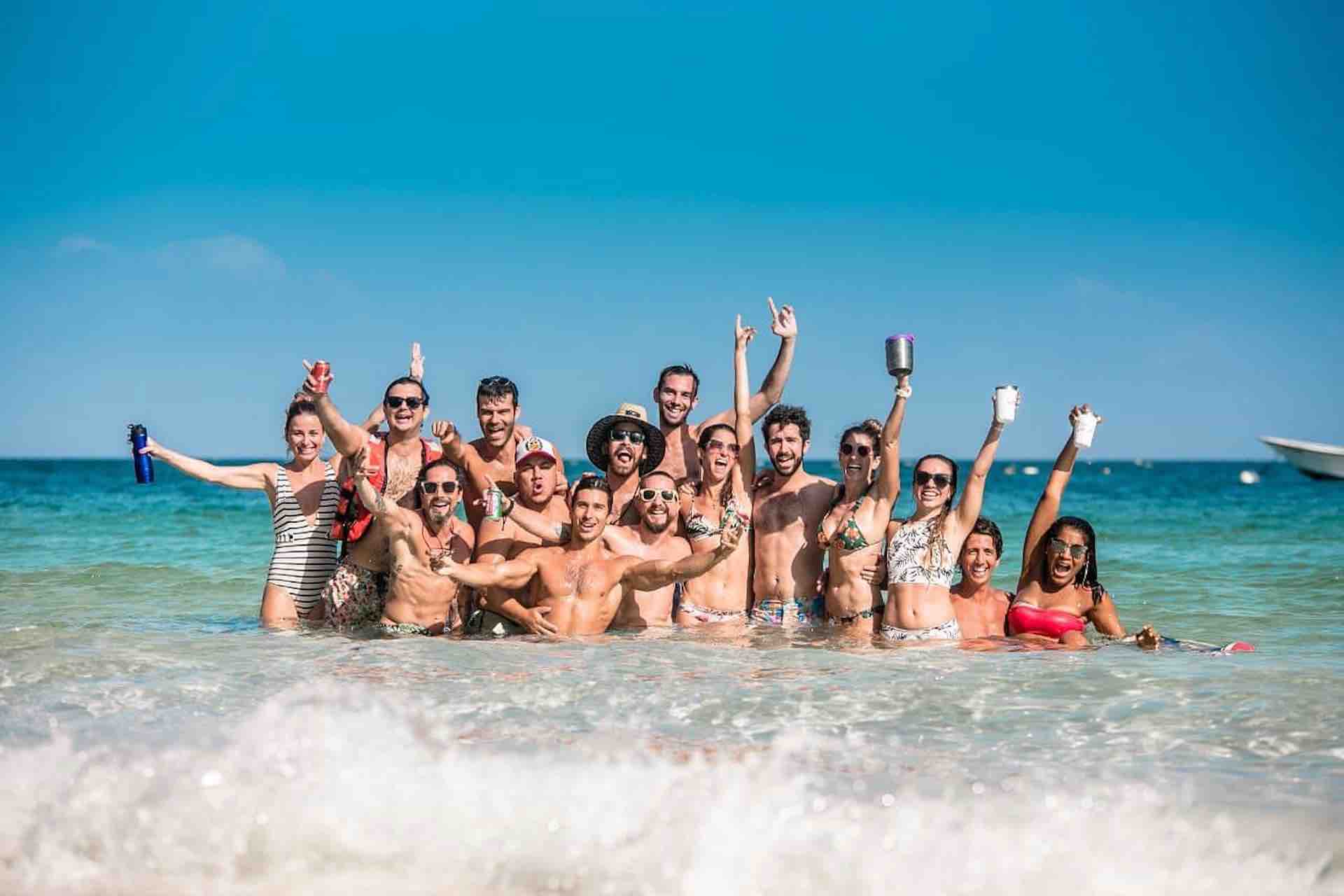 Sonny Island Resort Panama group photo in ocean