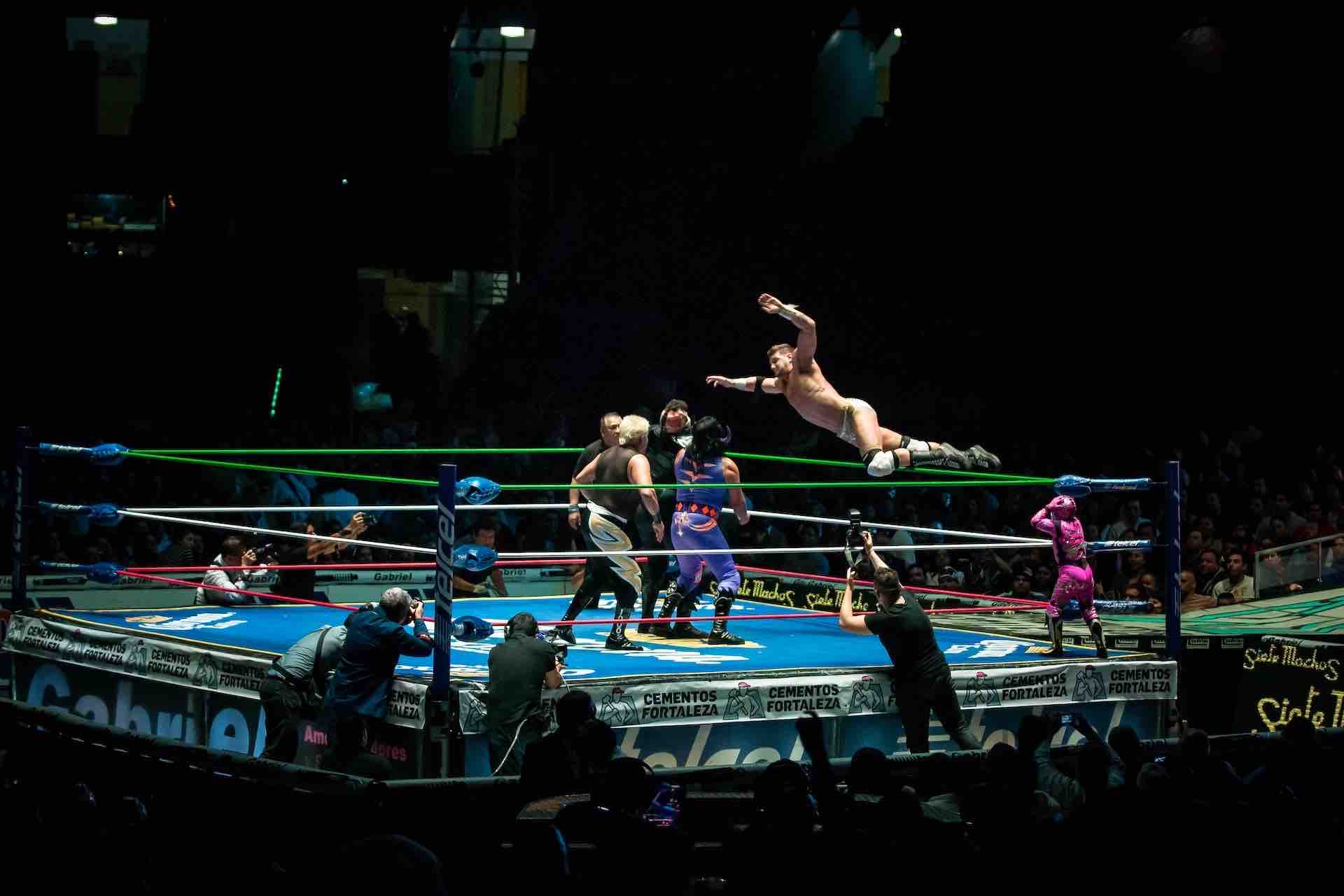 Lucha Libre Mexico City wrestler jumping