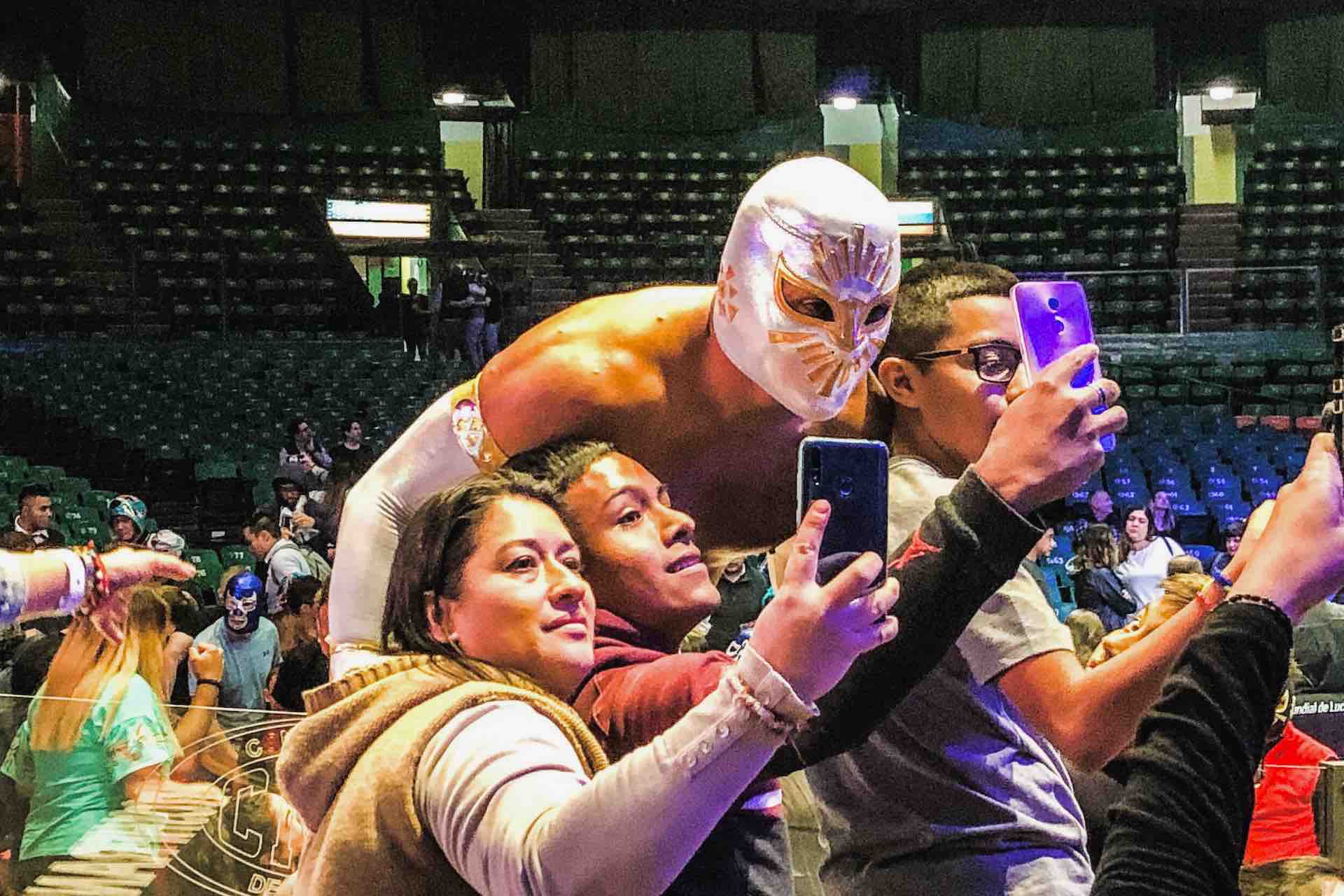 Lucha Libre Mexico City wrestler with fans
