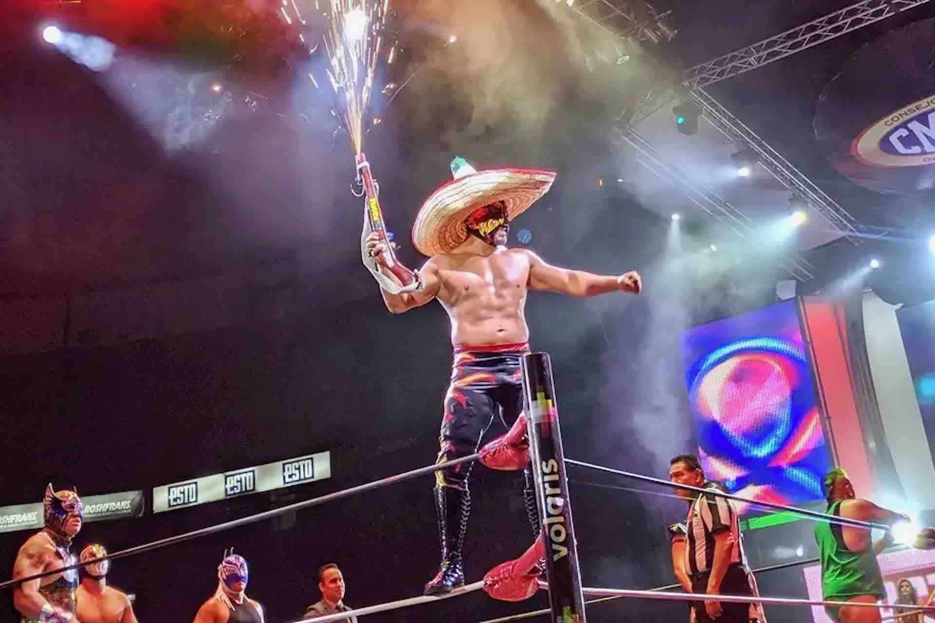 Lucha Libre Mexico City wrestler with sombrero hat