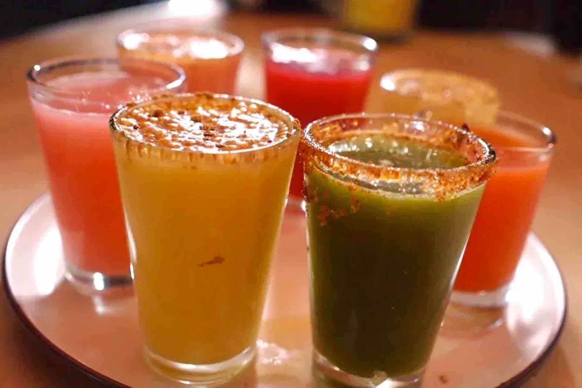 Pulque drinks on a tray 1