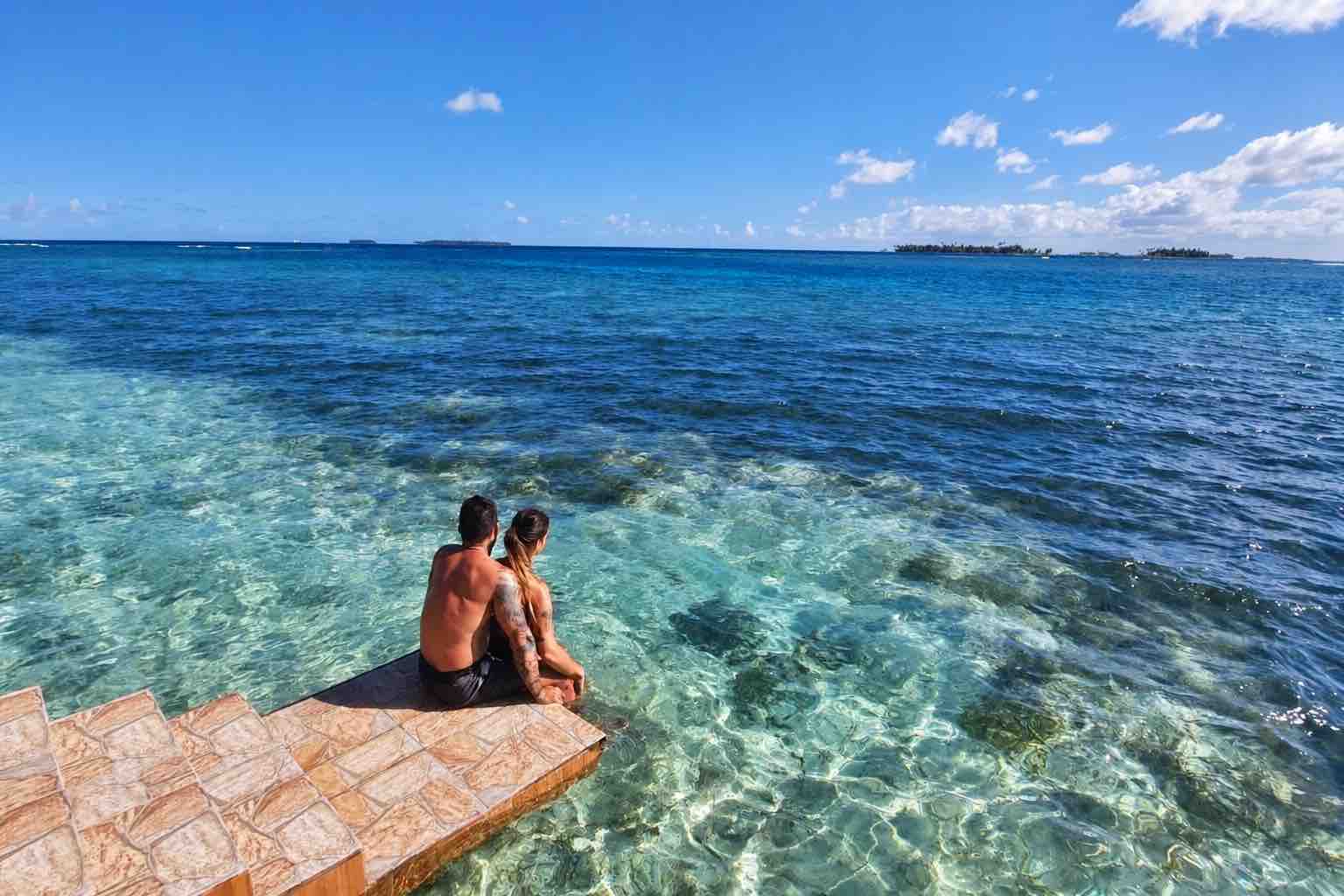Guests using the private ocean access at Isla Guasirdup
