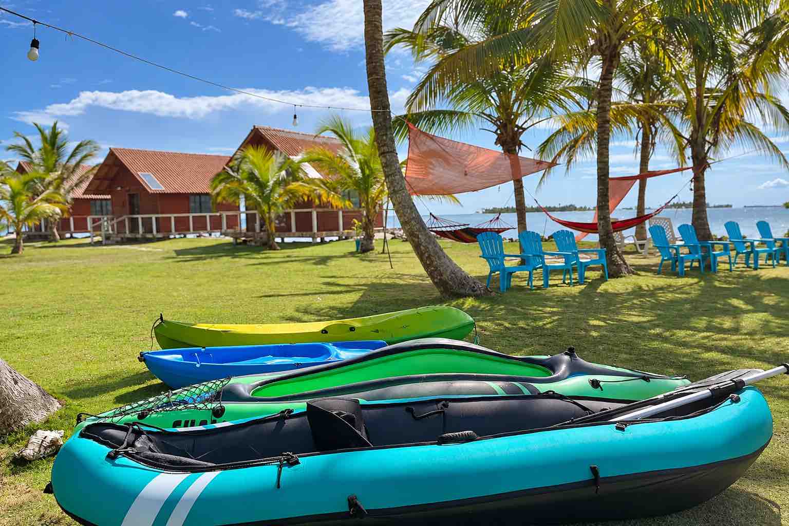 Kayaks and Cabins on Isla Guasirdup San Blas Kayaks beside private cabins on Isla Guasirdup San Blas