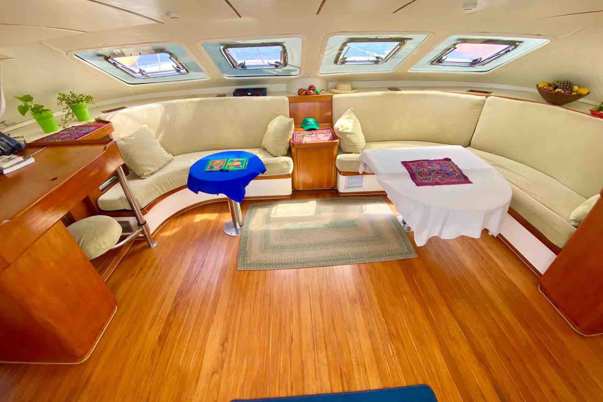 San Blas Sailing charter catamaran saloon sofas
