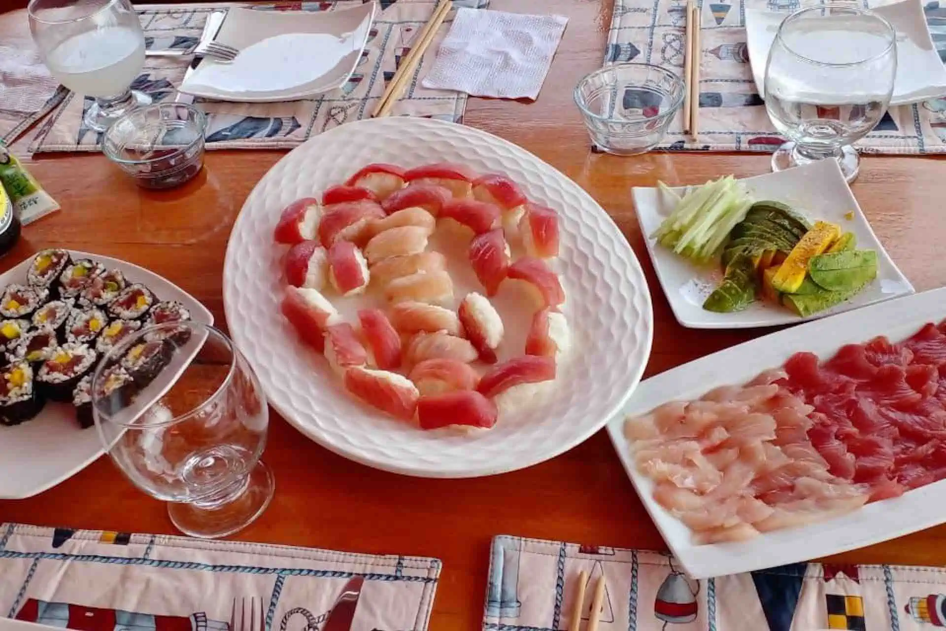 San Blas catamaran charter sushi and sashimi meal