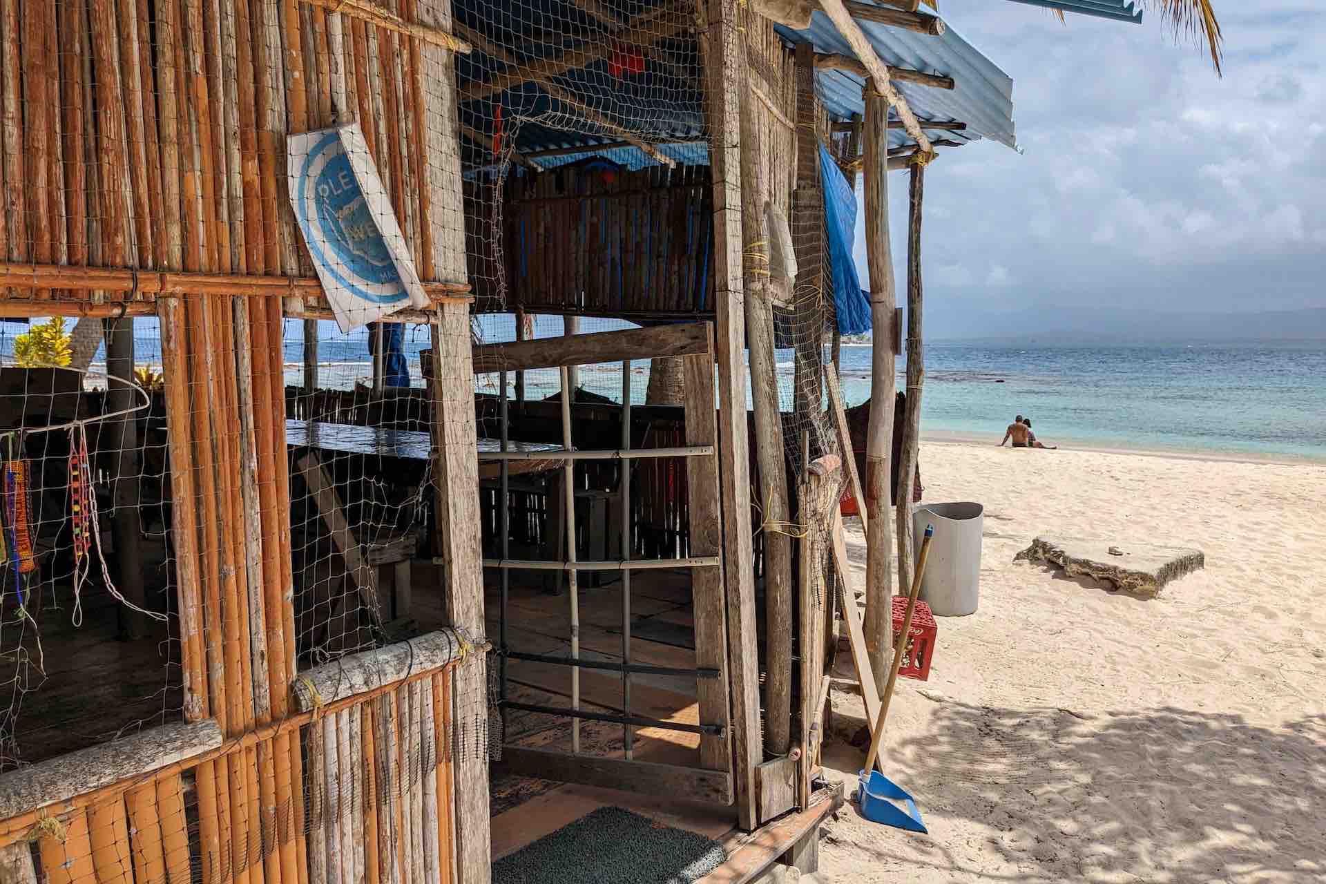 Isla Miro San Blas cabins beach restaurant entrance