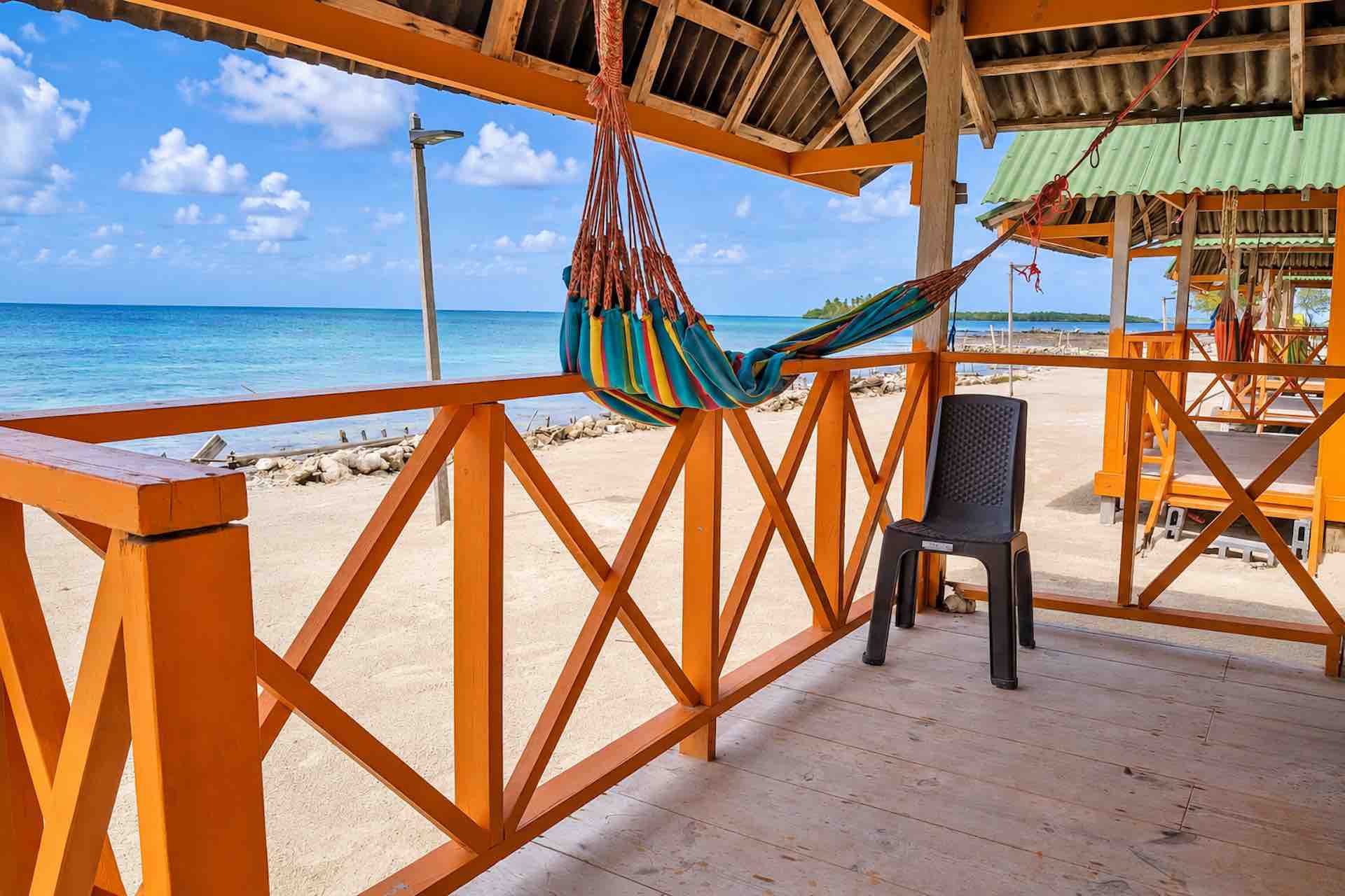 Caribbean Sea viewed from a private cabin porch on Isla Miryadup